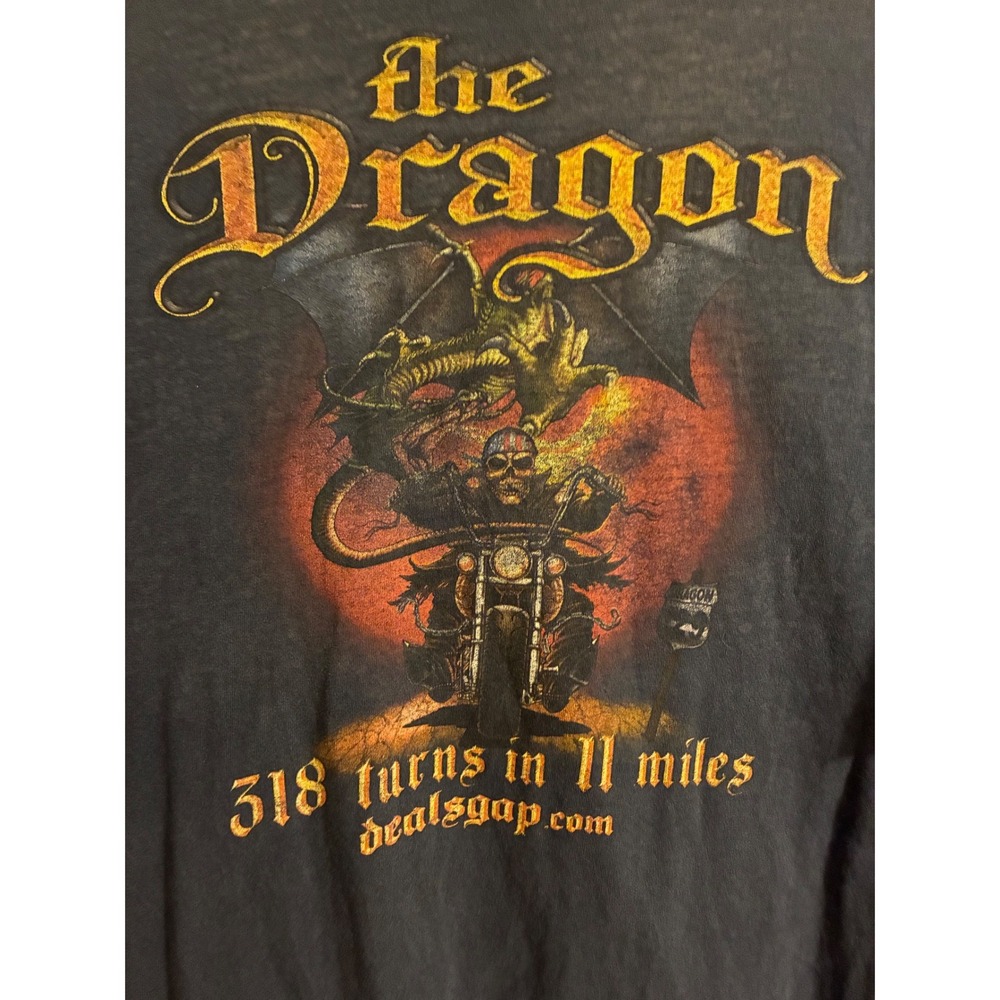Vintage Deals Gap Tail of the Dragon Motorcycle Resort T-Shirt Blue 2XL Graphic
